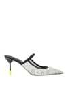 Msgm Woman Mules & Clogs White Size 10 Textile Fibers, Leather