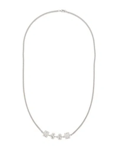 Msgm Woman Necklace Silver Size - Metal In Metallic