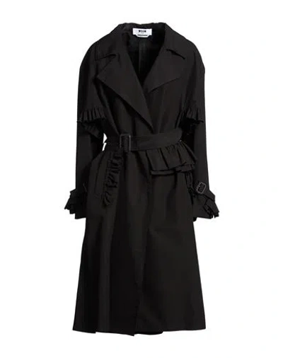 Msgm Woman Overcoat & Trench Coat Black Size 4 Cotton, Polyester
