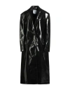 Msgm Single Breast Patent Coat In Black