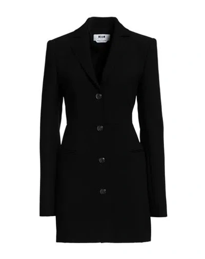 Msgm Woman Overcoat & Trench Coat Black Size 8 Polyester, Viscose, Elastane