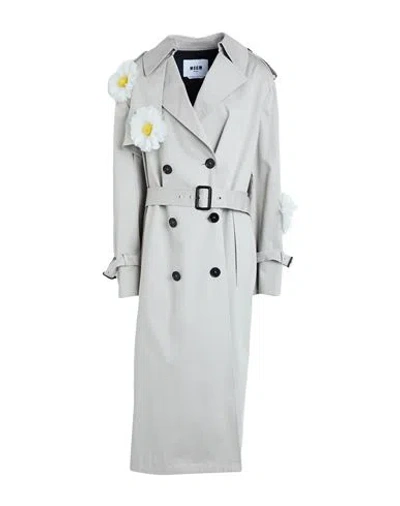 Msgm Woman Overcoat & Trench Coat Light Grey Size 4 Cotton, Elastane In Gray