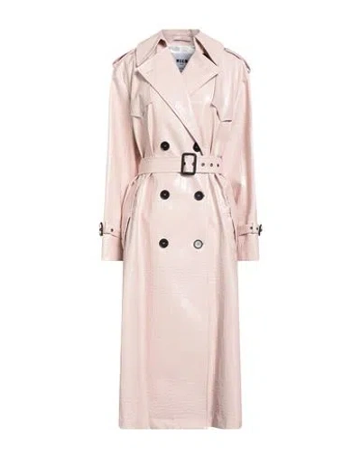 Msgm Woman Overcoat & Trench Coat Pink Size 6 Polyester