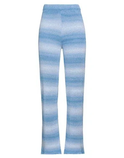 Msgm Woman Pants Azure Size Xl Cotton, Polyamide In Blue