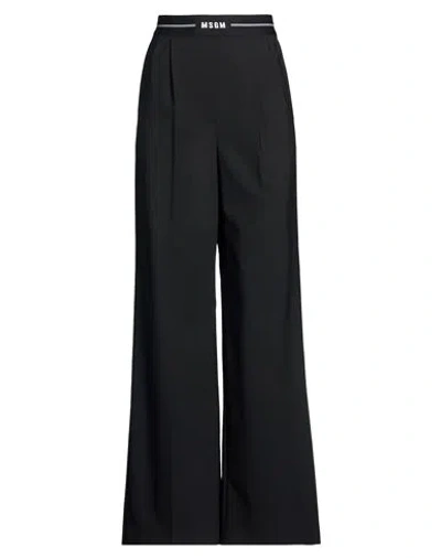 Msgm Woman Pants Black Size 2 Virgin Wool, Elastane