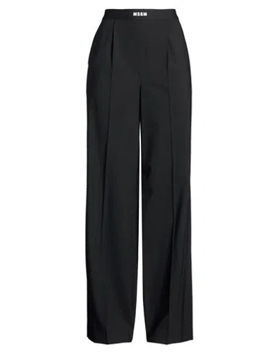 Msgm Woman Pants Black Size 8 Virgin Wool, Elastane