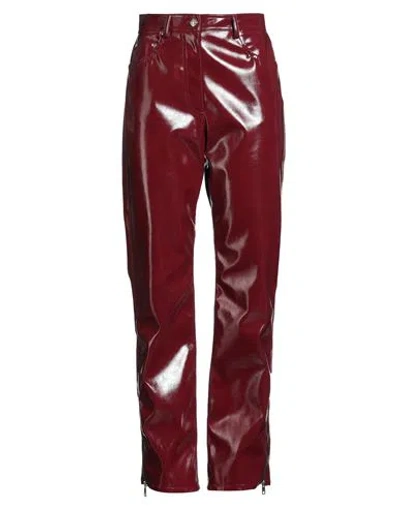 Msgm Woman Pants Burgundy Size 6 Polyester, Polyurethane