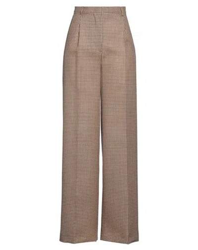 Msgm Woman Pants Camel Size 10 Wool In Beige