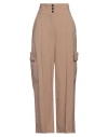 Msgm Woman Pants Camel Size 4 Virgin Wool, Elastane In Beige