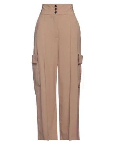 Msgm Woman Pants Camel Size 4 Virgin Wool, Elastane In Beige