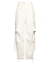 Msgm Woman Pants Cream Size 6 Cotton In White