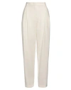 Msgm Woman Pants Cream Size 8 Virgin Wool, Elastane In White