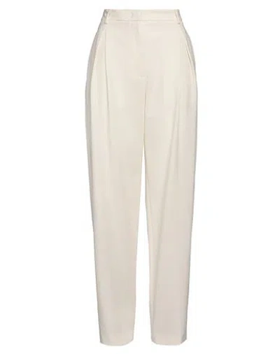 Msgm Woman Pants Cream Size 8 Virgin Wool, Elastane In White