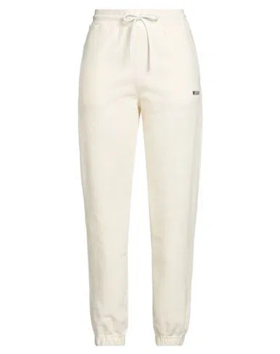 Msgm Woman Pants Cream Size S Cotton In White