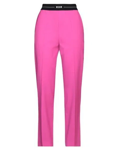 Msgm Woman Pants Fuchsia Size 4 Virgin Wool, Elastane In Pink