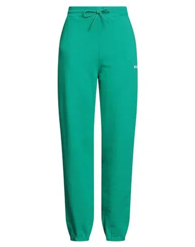 Msgm Woman Pants Green Size Xl Cotton