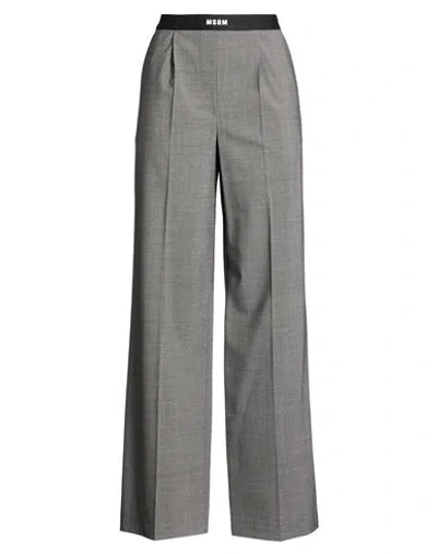 Msgm Woman Pants Grey Size 10 Virgin Wool, Elastane In Gray