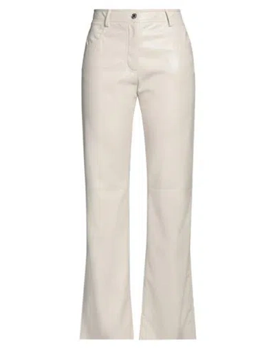 Msgm Woman Pants Ivory Size 6 Polyester, Polyurethane In Off White