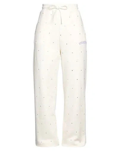 Msgm Woman Pants Ivory Size S Cotton In Neutral