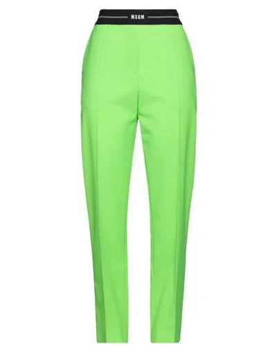 Msgm Woman Pants Light Green Size 6 Virgin Wool, Elastane