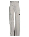 Msgm Woman Pants Light Grey Size 2 Cotton, Elastane