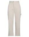 Msgm Woman Pants Light Grey Size 8 Cotton, Linen In Grey