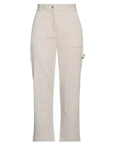Msgm Woman Pants Light Grey Size 8 Cotton, Linen