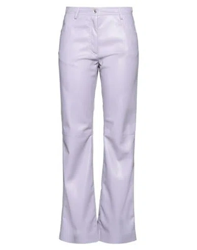 Msgm Woman Pants Lilac Size 6 Polyester, Polyurethane In Purple