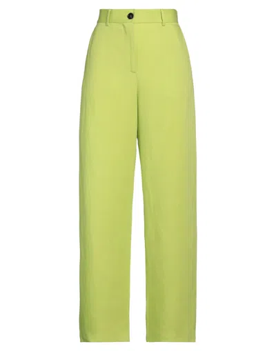 MSGM MSGM WOMAN PANTS LIME GREEN SIZE 10 LINEN, TENCEL LYOCELL
