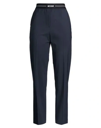 Msgm Woman Pants Midnight Blue Size 10 Virgin Wool, Elastane
