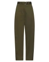 Msgm Woman Pants Military Green Size 10 Cotton, Elastane