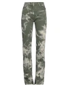 Msgm Woman Pants Military Green Size 6 Cotton