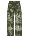 Msgm Green Tie-dye Denim Cargo Pants In Green