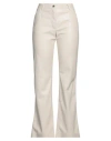 Msgm Woman Pants Ivory Size 6 Polyester, Polyurethane In Off White