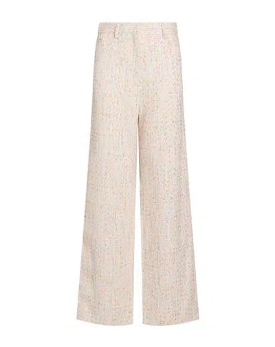 Msgm Woman Pants Off White Size 4 Polyester In Neutral