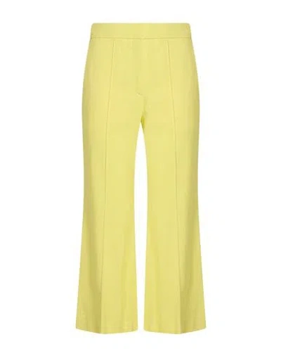 Msgm Woman Pants Pastel Yellow Size 0 Viscose, Linen, Polyester