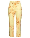 Msgm Woman Pants Pastel Yellow Size 8 Cotton, Elastane In Yellow