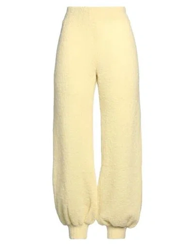 Msgm Woman Pants Pastel Yellow Size M Virgin Wool, Polyamide