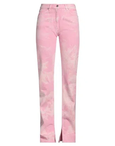 Msgm Logo-embroidered Tapered Jeans In Pink