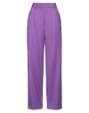 Msgm Woman Pants Purple Size 4 Virgin Wool, Elastane