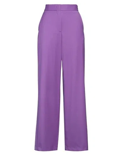 MSGM MSGM WOMAN PANTS PURPLE SIZE 4 VIRGIN WOOL, ELASTANE