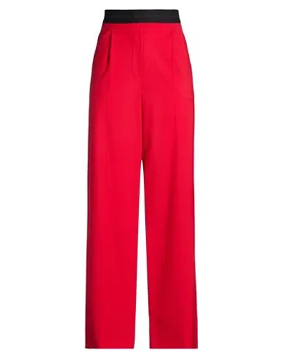 Msgm Woman Pants Red Size 10 Virgin Wool, Elastane
