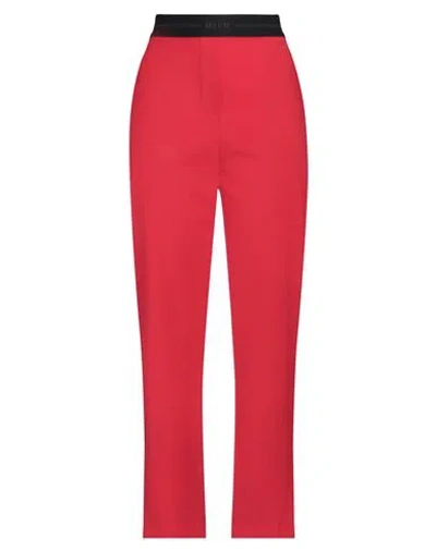 Msgm Woman Pants Red Size 8 Virgin Wool, Elastane