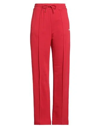 Msgm Woman Pants Red Size L Cotton In Multi