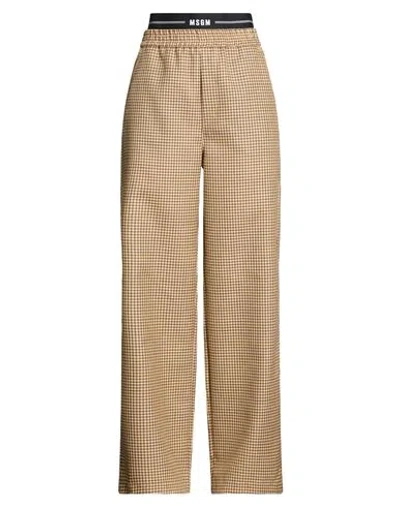 Msgm Woman Pants Sand Size 10 Wool In Beige