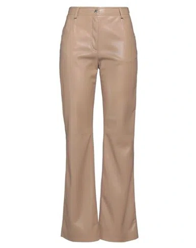 Msgm Woman Pants Sand Size 6 Polyester In Neutral