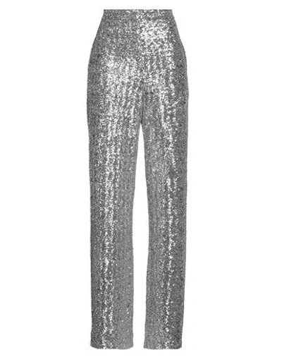 Msgm Woman Pants Silver Size 4 Polyester