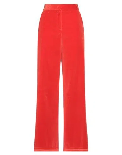 Msgm Woman Pants Tomato Red Size 4 Cotton