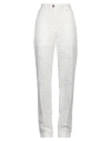 Msgm Woman Pants White Size 6 Cotton, Polyester In White