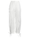 Msgm Woman Pants White Size 6 Viscose, Linen
